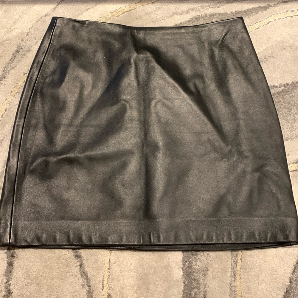 Aritzia Babaton Black Leather Mini Skirt, Size 4